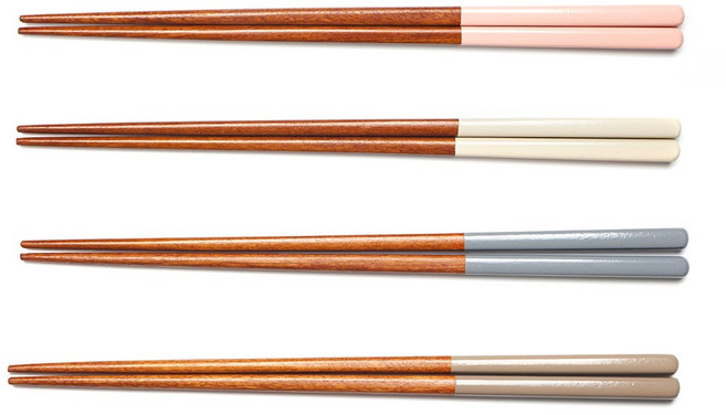 숨쉬는나무 자체제작 나무 젓가락 세트 6종, 천연옻칠, 파스텔 나무 젓가락 4인세트