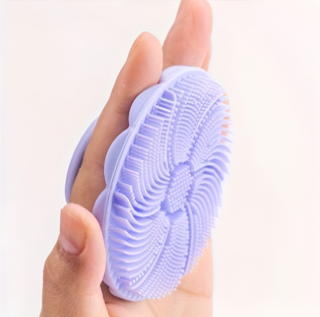 실리콘 얼굴 클렌징 브러쉬 플라워형 부드러운 마사지 세안 솔 뷰티 세정 브러쉬, 1개, 퍼플