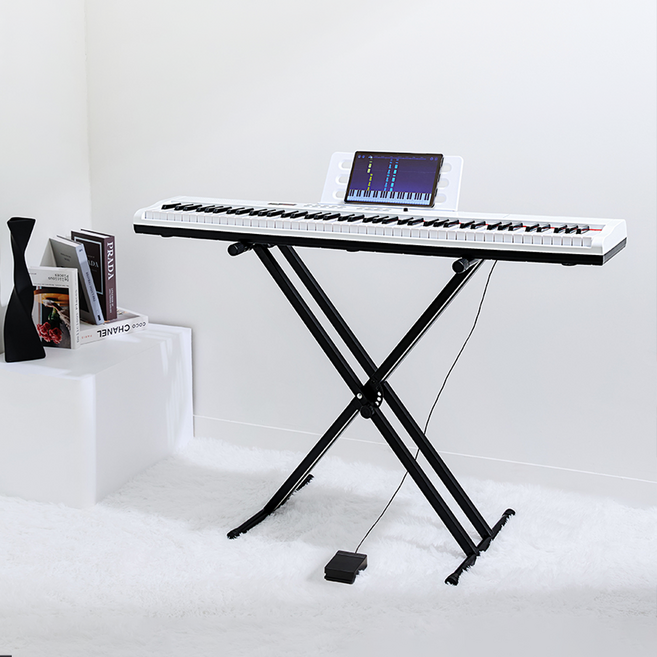 디에스뮤직 해머건반 88건반 전자 디지털 피아노 DS-88026 + 스탠드 + 서스테인 페달 세트, 화이트, 1개