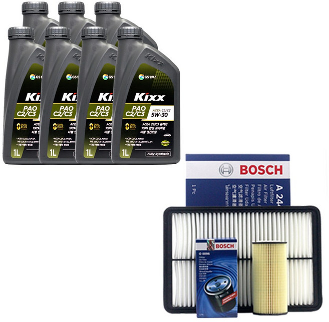 팰리세이드 디젤 엔진오일 킥스 파오 5W30 7리터 보쉬 오일필터 에어필터, 1개
