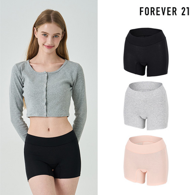 [클리어런스 특가] [포에버21] 여성 샘방지 퓨어 코튼 100% 사각 위생팬티 3종세트