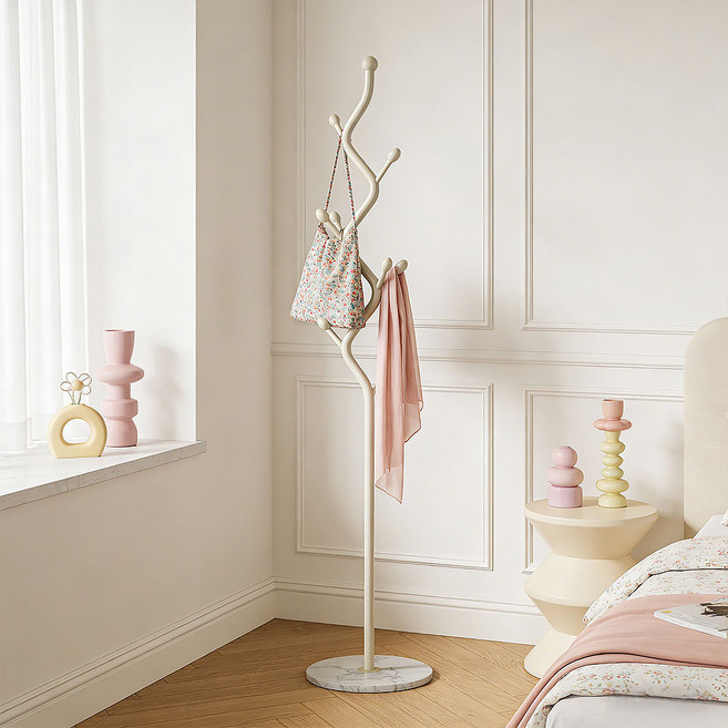 튼튼한 소형행거 소형 수납 선반 거실 침실 멀티 행거, 흰색