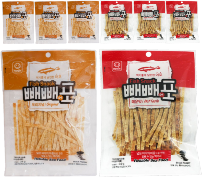 한진식품 빼빼어포 오리지널 + 매운맛, 4세트