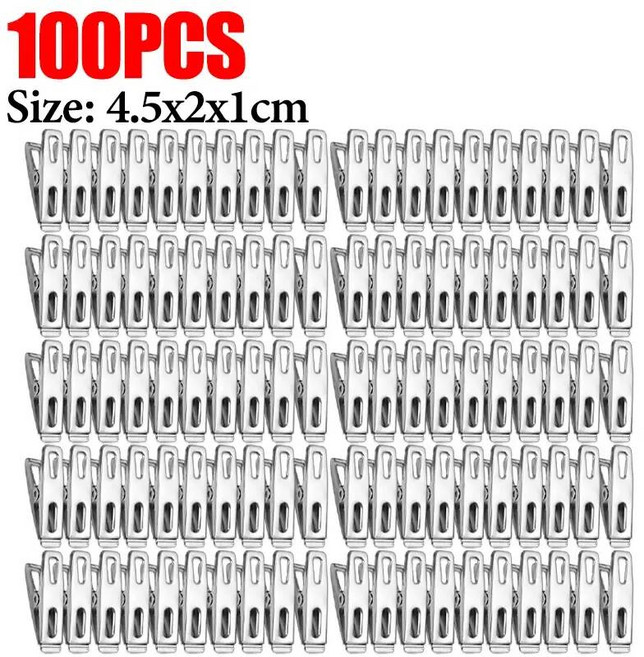 빨래집게 집개 양말 스테인리스 200/20PCS 미끄럼 방지 옷 머리핀 스테인레스 스틸 세탁물 핀 건조 걸이 그림 클립 식품 씰링 클램프, 100PCS