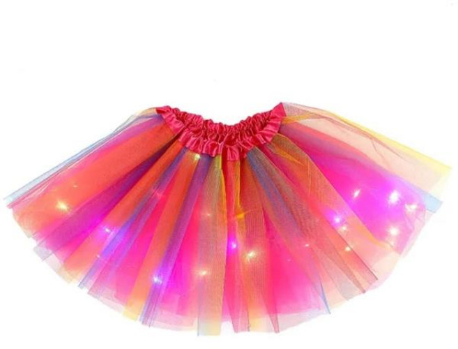 LED 빛나는 빛 여자 스커트 발레 댄스 레인보우 튤 짧은 투투 댄스웨어 의상 볼 가운 미니