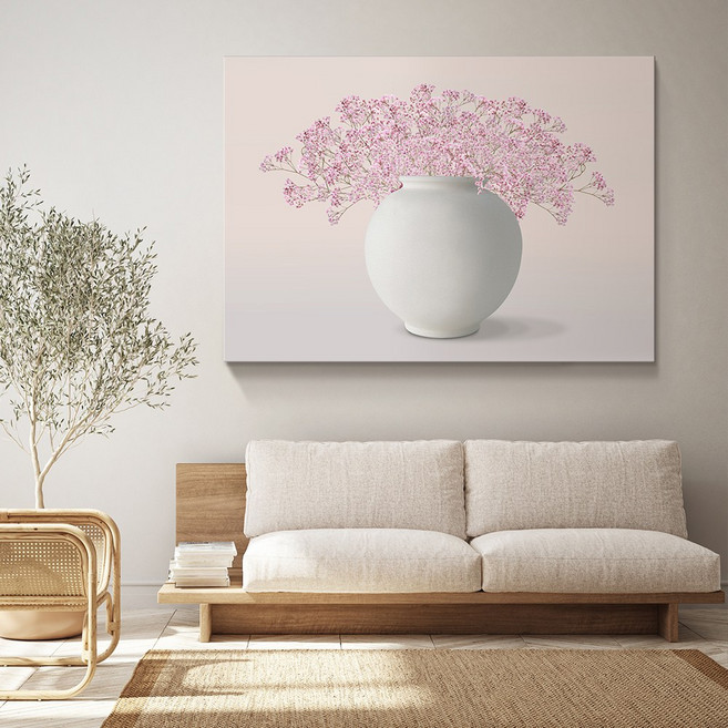 [인메이블] 복들어오는 꽃 달항아리 그림 2종 힐링 풍수 인테리어 현관 거실 액자 집들이 선물, 02.만개 달항아리, 메탈액자 [골드]