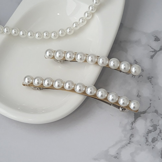 디어망고 진주헤어핀 고급 왕진주 반머리핀 집게핀 자동핀 6타입 진주핀