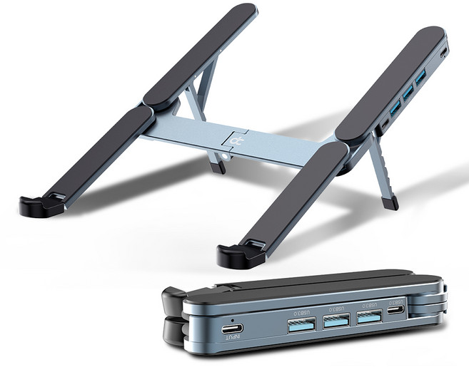 디큐브 플렉시젠 189g 초경량 4포트 멀티 허브 노트북 거치대, 플렉시젠 H(허브) - 그라파이트