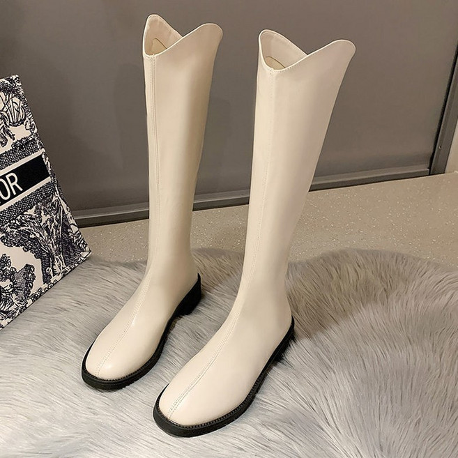 FANSYLI 봄가을 여성 롱부츠 심플 빈티지 웨스턴 부츠 패션 플랫 편한 워커 데일리 캐주얼 통근 지퍼 부츠 X2509S30