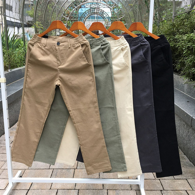 황제패밀리 남자 빅사이즈(28-40) 옆밴딩 스판 일자 면바지 슬랙스