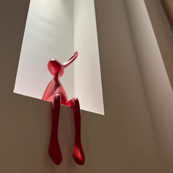 모던 토끼 인테리어 오브제 레진 조각상 거실 현관 데스크 장식품, 레드