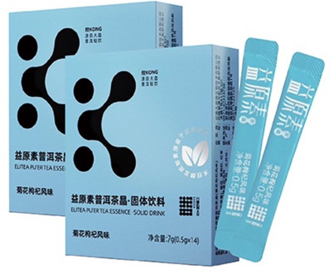 大益 普洱熟茶 益原素 菊花枸杞風味 茶晶固体飲料 7g*14包, 1個, 盒