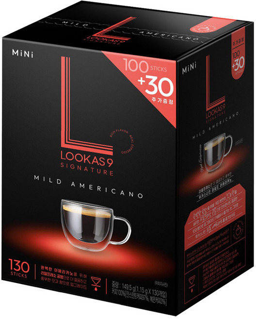 루카스나인 시그니처 미니 마일드 아메리카노, 1.15g, 4개, 130개입