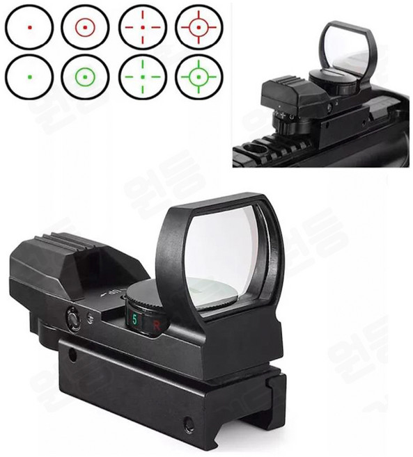 크로스본 멀티레티클 도트사이트 홀로그램 스코프 조준기 레드닷 그린닷 전술 서바이벌 스나이퍼 파츠 Hd101, 20mm, 1개