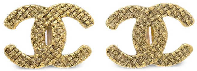 샤넬 중고 1980-1990's CC 로고 다이아몬드 퀼팅 클립온 이어링