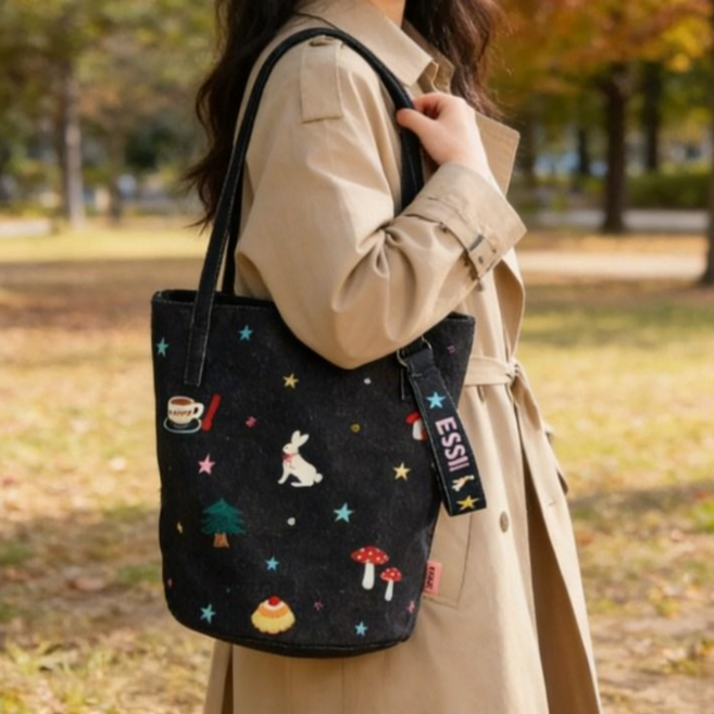 여성 숄더백 대용량 직장 토트백 데일리 캔버스백 심플 가방 투포켓 가을 겨울 크로스백 귀여운 에코백