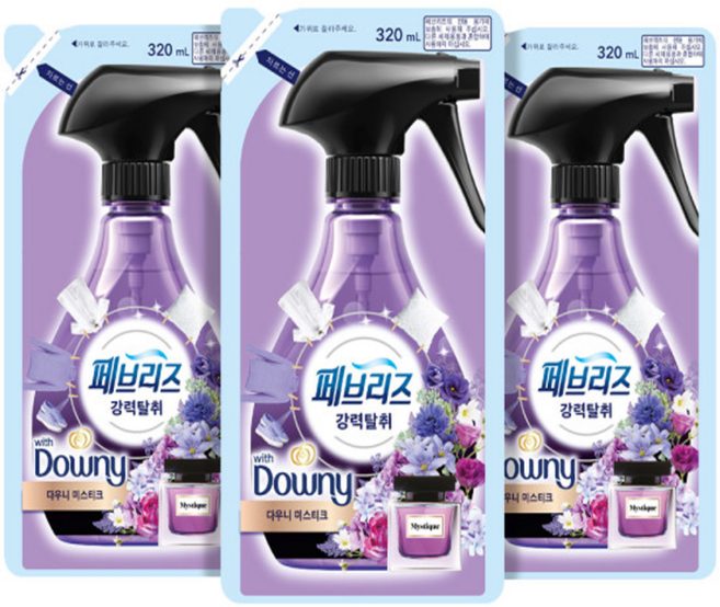 페브리즈 섬유탈취제 강력탈취 플러스 미스티크 리필 320ml X 3개