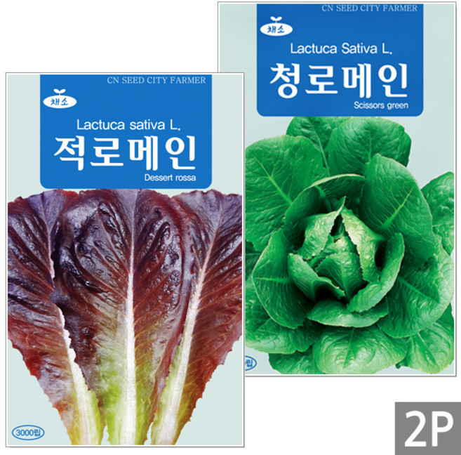 세인화분 적로메인 청로메인 씨앗 2종 소포장 - 로메인 씨 쌈채소, 1세트