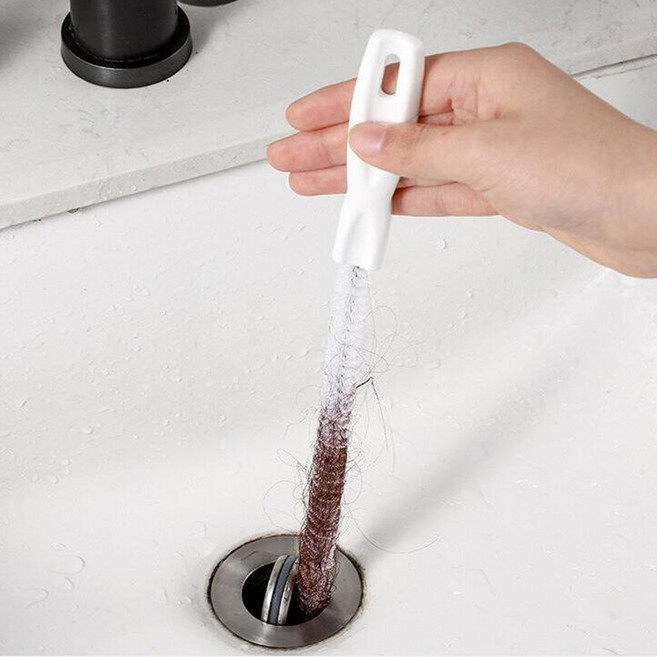 ProTap 세면대 싱크대 배수구 청소솔 배관 클리너 브러쉬 가정용 막힘방지, 화이트 71cm, 1개