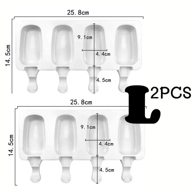 1/4개 DIY 아이스바 몰드 실리콘 타원형 초콜릿 메이커 트레이 수제 냉동 간식 주방용품, 06 L Mold 2pcs