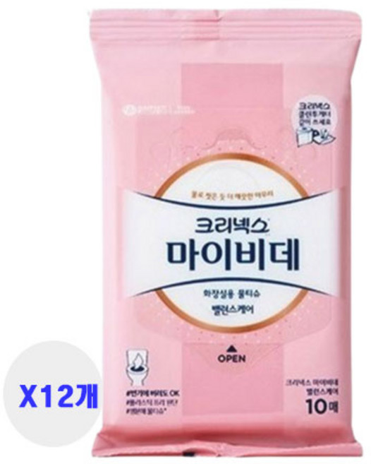 마이비데 포 레이디 비데티슈 휴대형, 10매, 12개