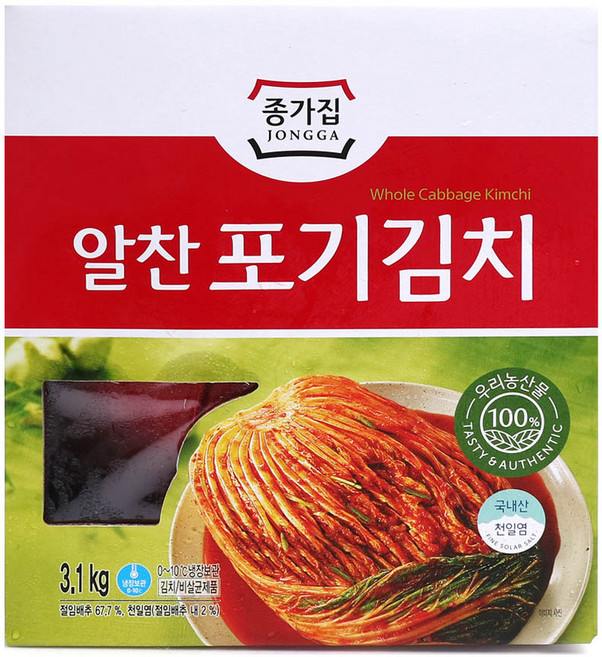 종가집 알찬 포기김치 3.1kg 배추 (아이스박스+아이스팩포장), 1개