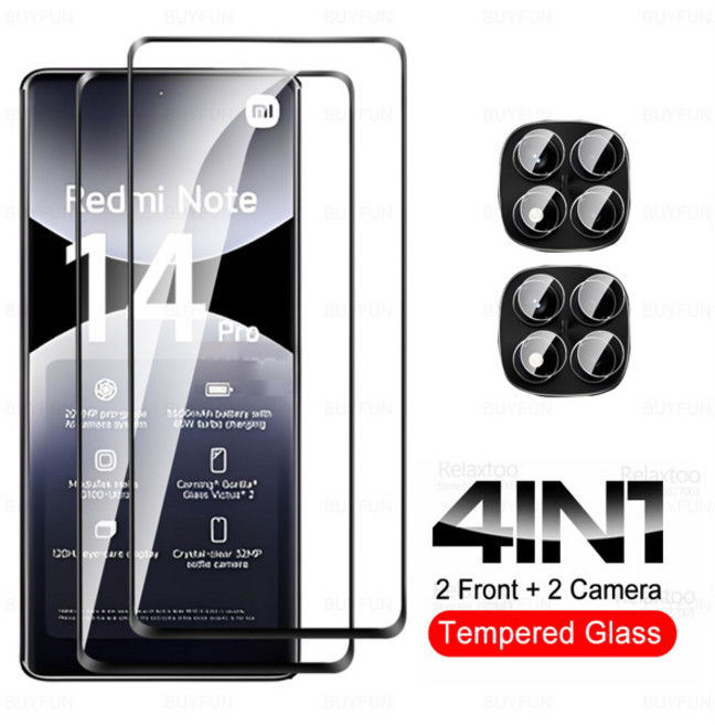 노트14프로 곡면유리 6in1 샤오미 레드미 노트 14 프로 5G 강화유리 노트15 15 프로 플러스 15프로 4G 카메라 스크린 보호필름, [07] Note 15 Pro Plus, [03] 2Glass 2Camera