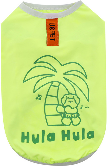 유앤펫 강아지 호놀룰루 야광 쿨나시(자외선 차단 UPF 50+), 네온옐로우, 1개