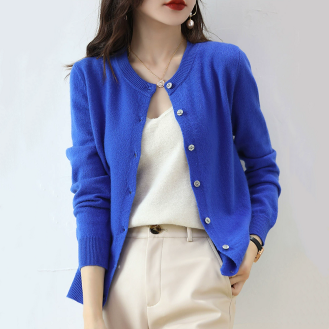 하모리 여성 심플 라운드넥 봄 가을 간절기 부드러운 비스코스 따뜻한 긴팔 니트 가디건