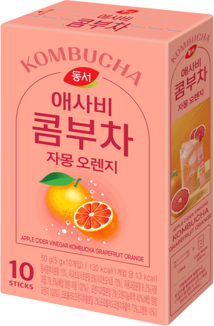 동서 애사비 콤부차 자몽 오렌지 10T, 5g, 10개, 10개입