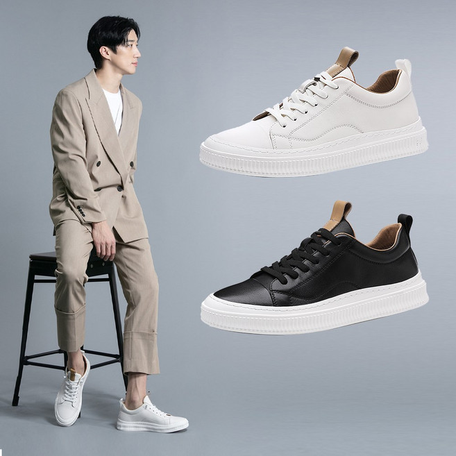 [국내브랜드] TCR 남성 소가죽 명품 스니커즈 블랙 화이트