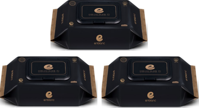 앙블랑 프리미엄 블랙 아기물티슈 휴대캡형, 78g, 70개입, 3개