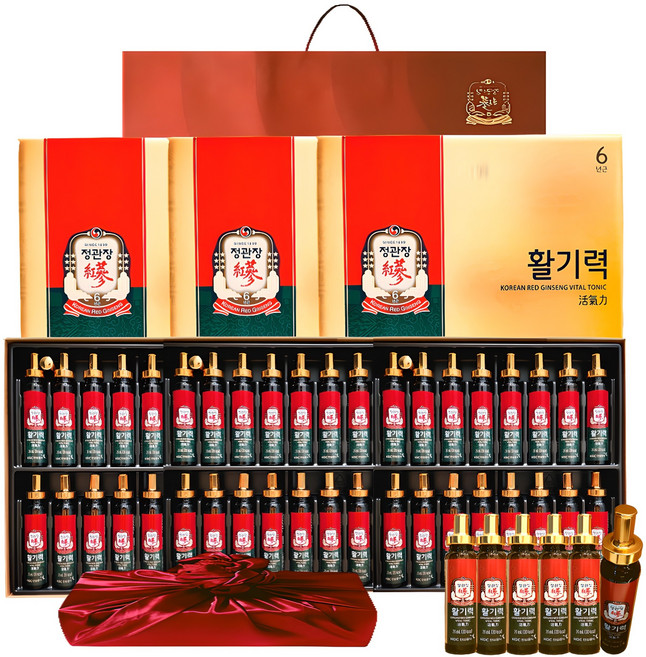 정관장 6년근 홍삼정 활기력 48세트(홍삼농축액 비타민함량) 960g+쇼핑백 설명절 부모님 선물세트(보자기포장) 1개, 20g, 48세트