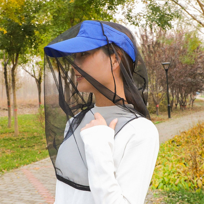 2p 휴대용 얼굴 고정 방충망 모자 망사 낚시 얼굴망 벌초망 양봉, 차콜+검정