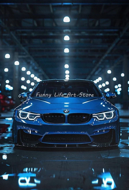 현대 BMW-M4 럭셔리 슈퍼 스포츠카 레이싱 컬렉션 포스터 및 인쇄 캔버스 벽 예술 그림 거실 장식, 30X40cm Unframed, 01 5