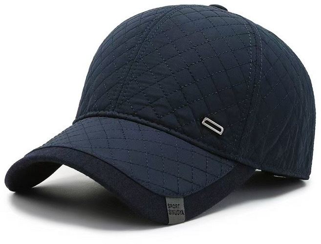 남녀공용 스퀘어 패치 체크 윈터 볼캡 접이식 귀마개