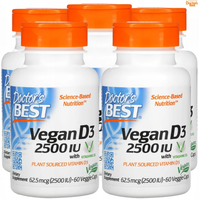닥터스베스트 비타샤인 D3 함유 비건 D3 2 500IU 베지 캡슐, 60정, 5개 - 쿠팡