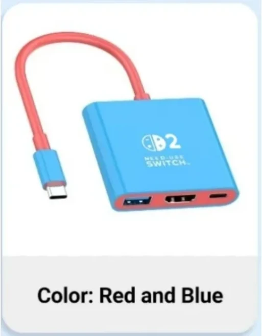 닌텐도 스위치 2/1용 도킹 스테이션 4K 60Hz TYPE-C 허브(HDMI 및 USB-C 3.0 포함) 여행 게임에 적합한 휴, 01 Red and blue