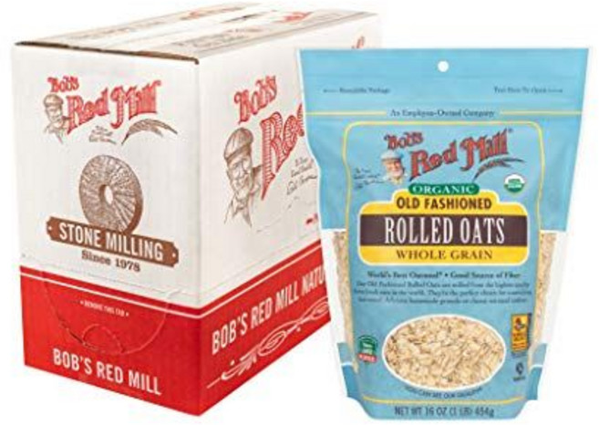 밥스 레드 밀 유기농 전통 압착 오트밀 454g (4팩) Bob's Red Mill Organic Old Fashioned Rolled Oats 16oz (Pack of 4), 1개