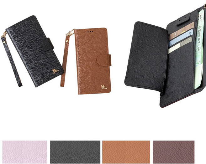 갤럭시 점프4 케이스 SM-M366K 천연 소가죽 오에스오 카드 (양면 더블) 수납 포켓 슬림 다이어리 지갑 (손목 스트랩 줄 포함) 커버