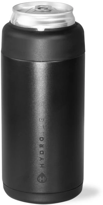 하이드로저그 슬림 캔 쿨러 - 2-in-1 단열 컵 미끄럼 방지 고무 베이스가 있는 스테인리스 스틸 홀더 나사 뚜껑 식기세척기 안전 12온스 크림, Slim 12oz Can, Black Leopard, 1개 - 쿠팡