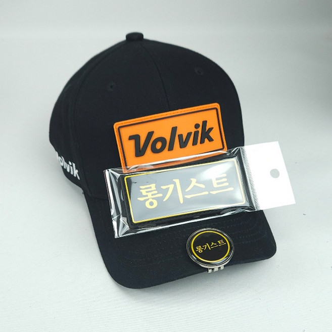 볼빅 골프모자 패치 체인지 볼캡, 검정+롱기스트와펜추가, 1세트