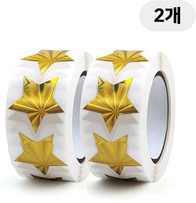 디어플레이스 홀로그램 반짝이 롤스티커 500매, 2개, S3 스포트라이트 골드 2.5cm_별
