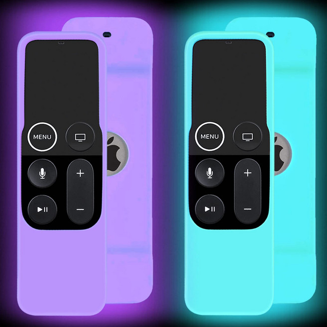 애플 TV 4K/4세대 리모컨 호환 케이스 2개 팩 경량 2 Pack Case Compatible with Apple TV 4K/ 4th Gen Remote Light Weig, 파란색과 보라색 빛, Blue and Purple Glow 2 Pack Ca, 1개
