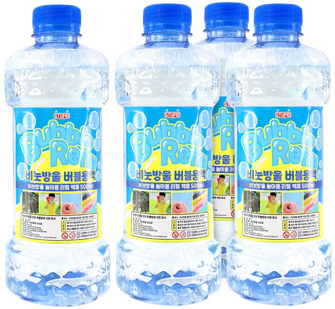 어린이 비눗방울 유아 버블건 기획전 (KC인증), 비눗방울 버블 용액 리필 500ml 4개입 2L 세트, 1세트