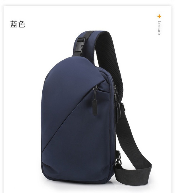斜背包 牛津防潑水胸包 藍色, 1個