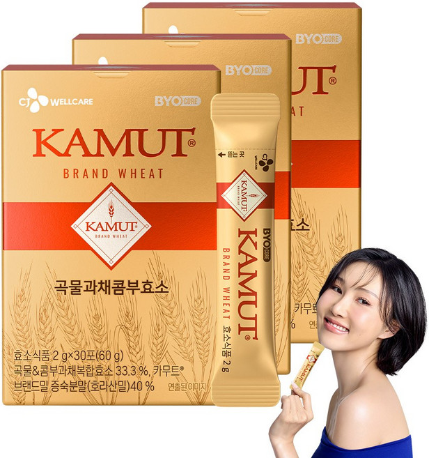 호라산밀 곡물 콤부 효소 카무트 카무드 카무스 스틱 분말 가루 바이어코어 KAMUT 식품, 60g, 3개