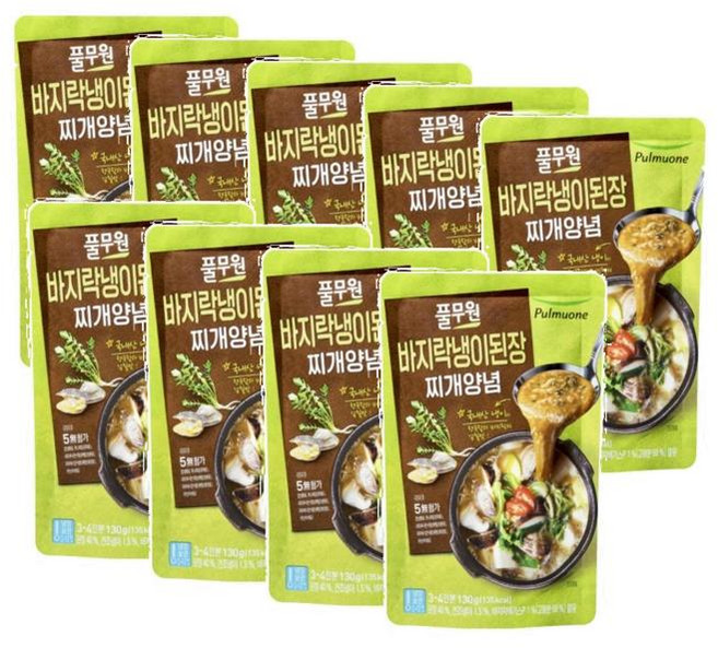 풀무원 바지락 냉이 된장찌개 양념, 9개, 130g