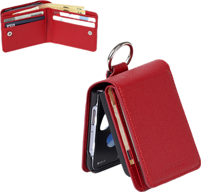 루스톤 천연소가죽 FIRENZE 지폐 카드 수납 지갑형 갤럭시 Z플립 케이스