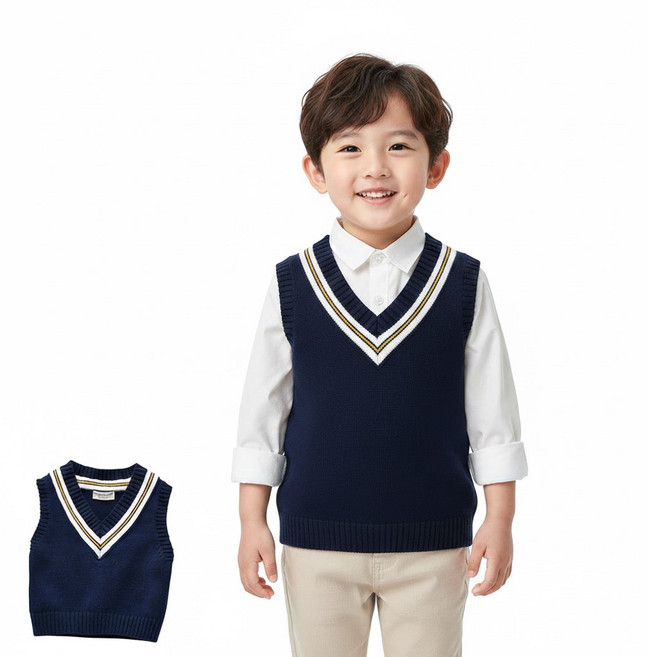 유아 아동 조끼 유아동 주니어 남아 여아 실내 니트조끼 정장 뉴트로브이넥베스트